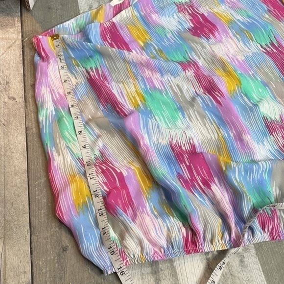 Nwt Caramela multicolored one shoulder blouse. Pink, blue, purple, yellow, grey - Picture 5 of 9